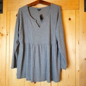 Torrid Waffle Thermal Knit Peplum Raglan Long Sleeve Top NWT